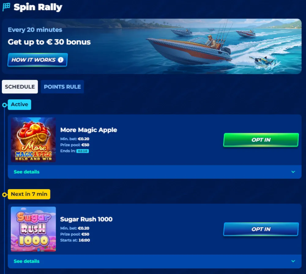 Classificação do BassBet Spin Rally e estatísticas recentes de grandes vitórias.